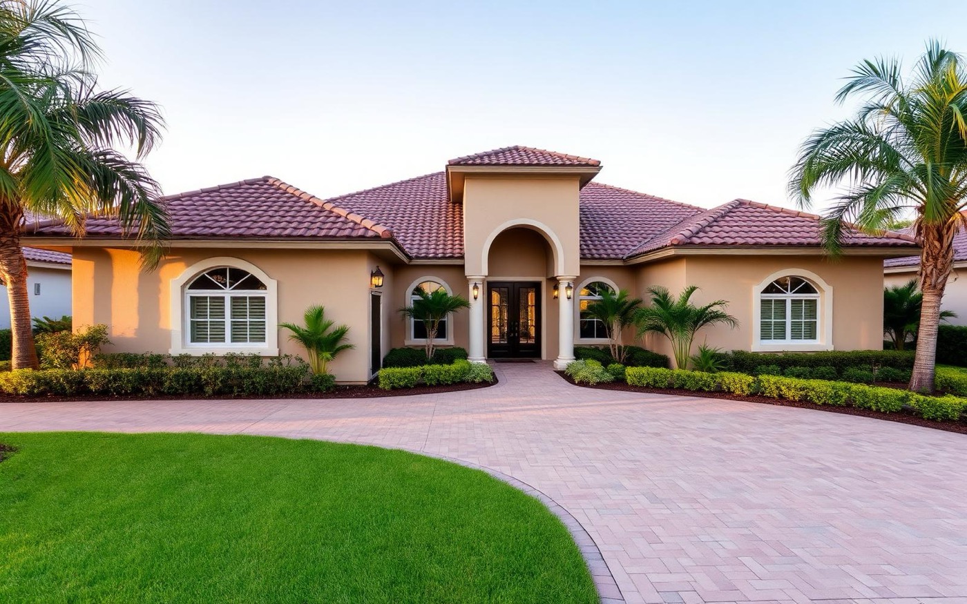 South Florida home with a paver driveway